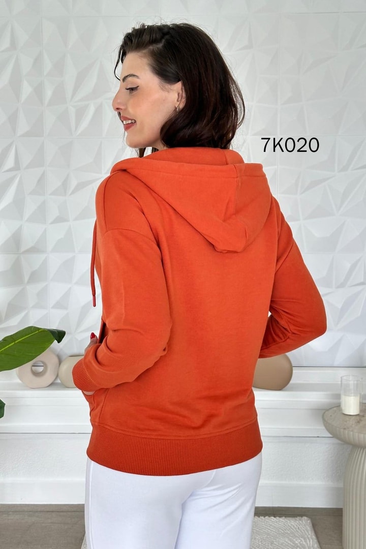 Fermuarlı Kapşonlu 2 İplik Sweatshirt