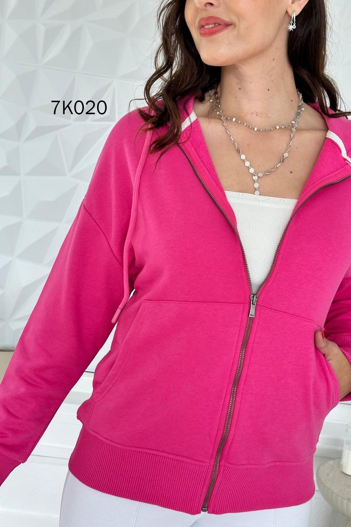 Fermuarlı Kapşonlu 2 İplik Sweatshirt