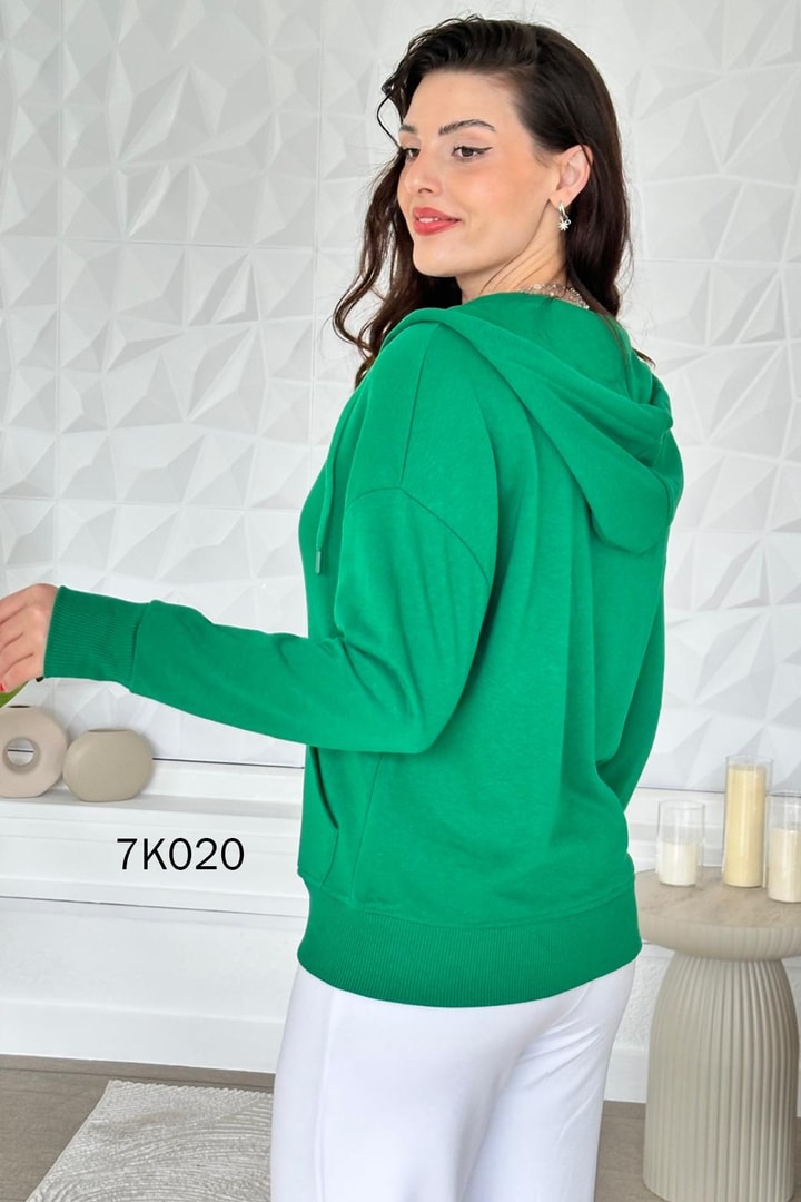 Fermuarlı Kapşonlu 2 İplik Sweatshirt