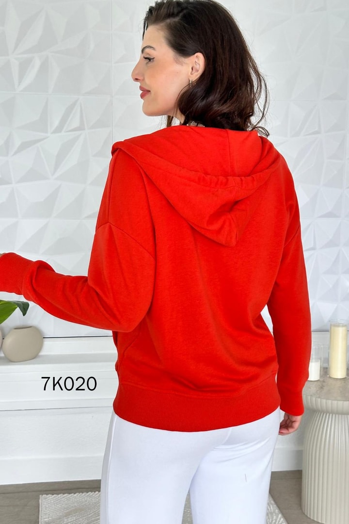 Fermuarlı Kapşonlu 2 İplik Sweatshirt