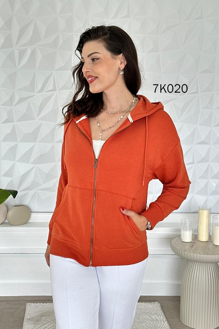 Fermuarlı Kapşonlu 2 İplik Sweatshirt