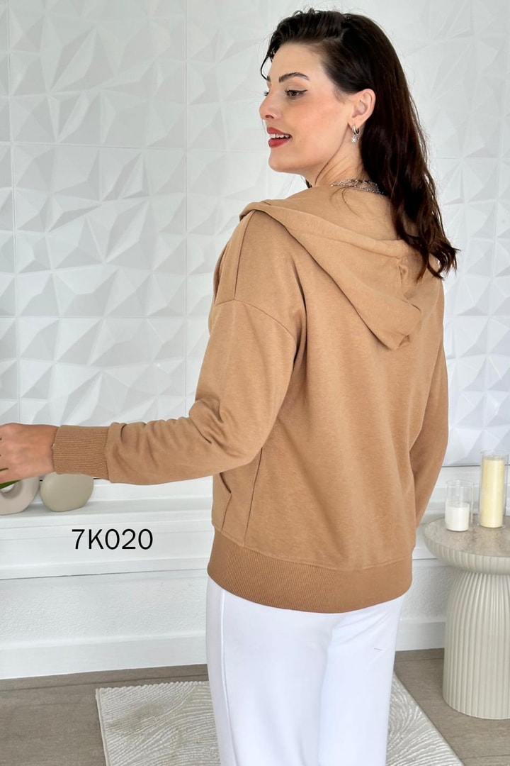 Fermuarlı Kapşonlu 2 İplik Sweatshirt