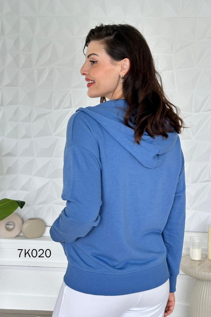 Fermuarlı Kapşonlu 2 İplik Sweatshirt