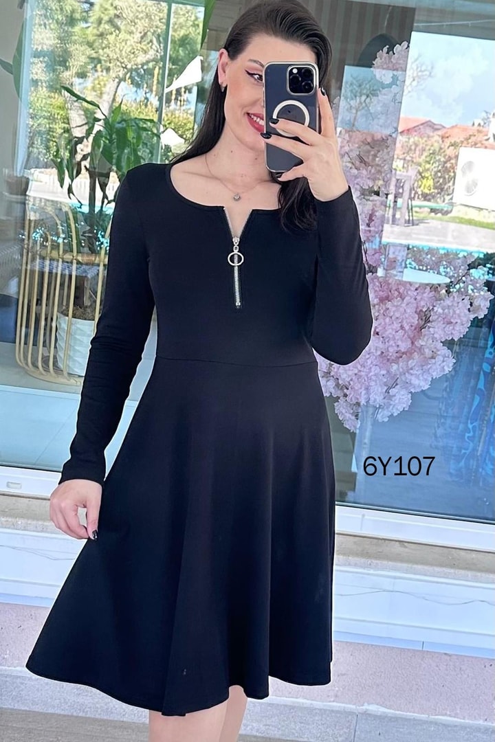 Fermuarlı Modal Elbise