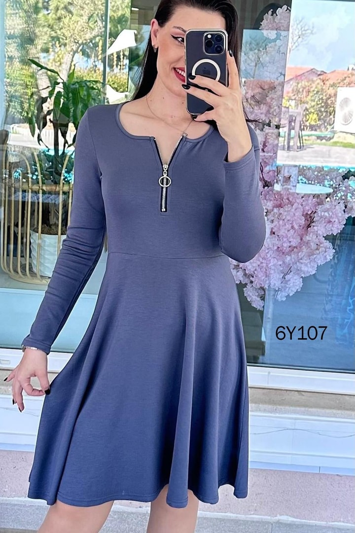 Fermuarlı Modal Elbise