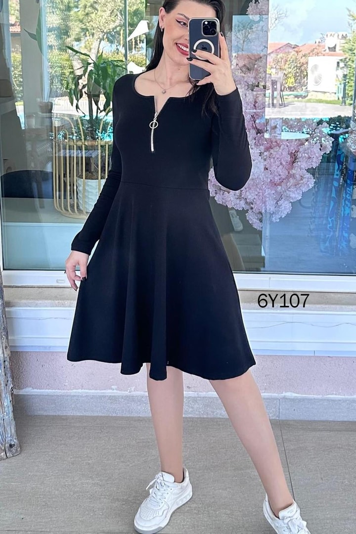 Fermuarlı Modal Elbise