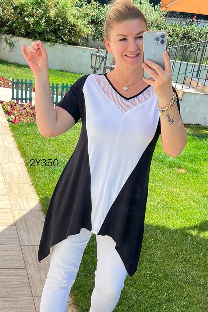 File Detay Asimetrik Kesim Bluz