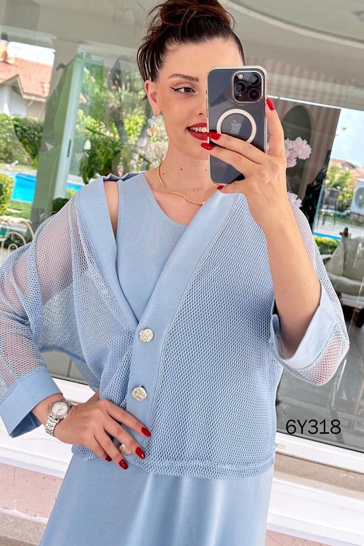 File Hırkalı Modal Kumaş Elbise Takım