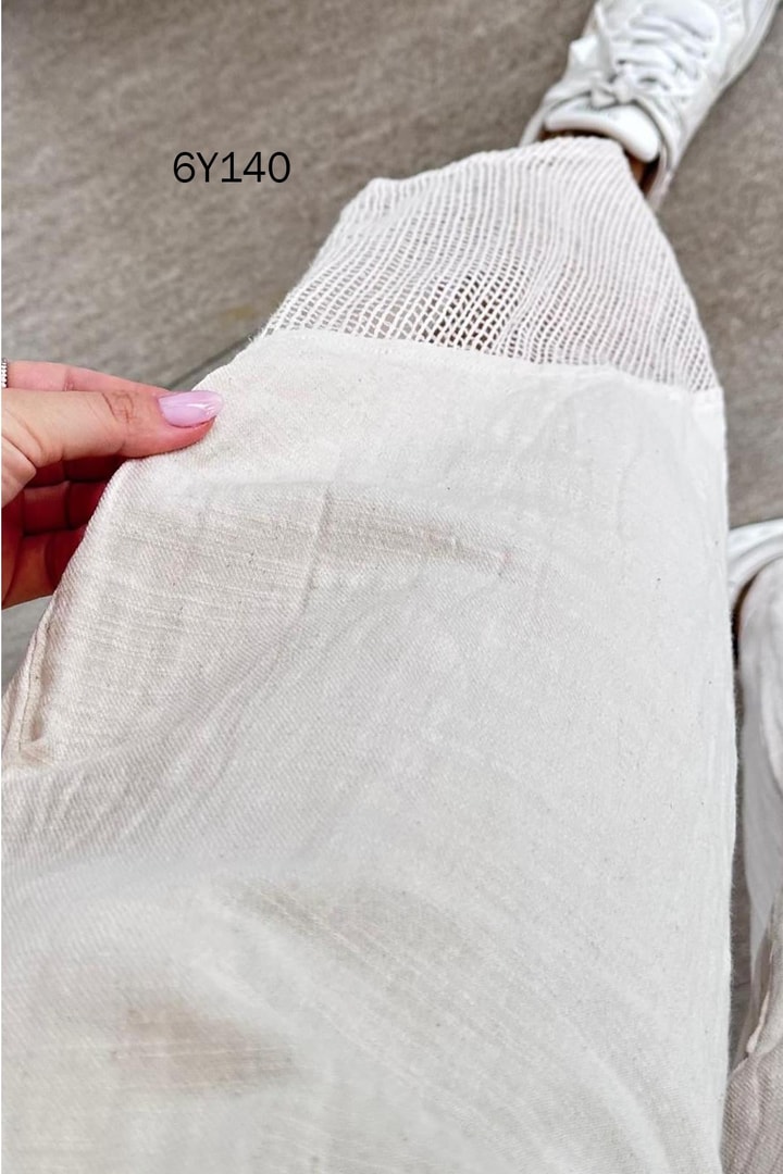 Fileli Keten Harem Pantolon