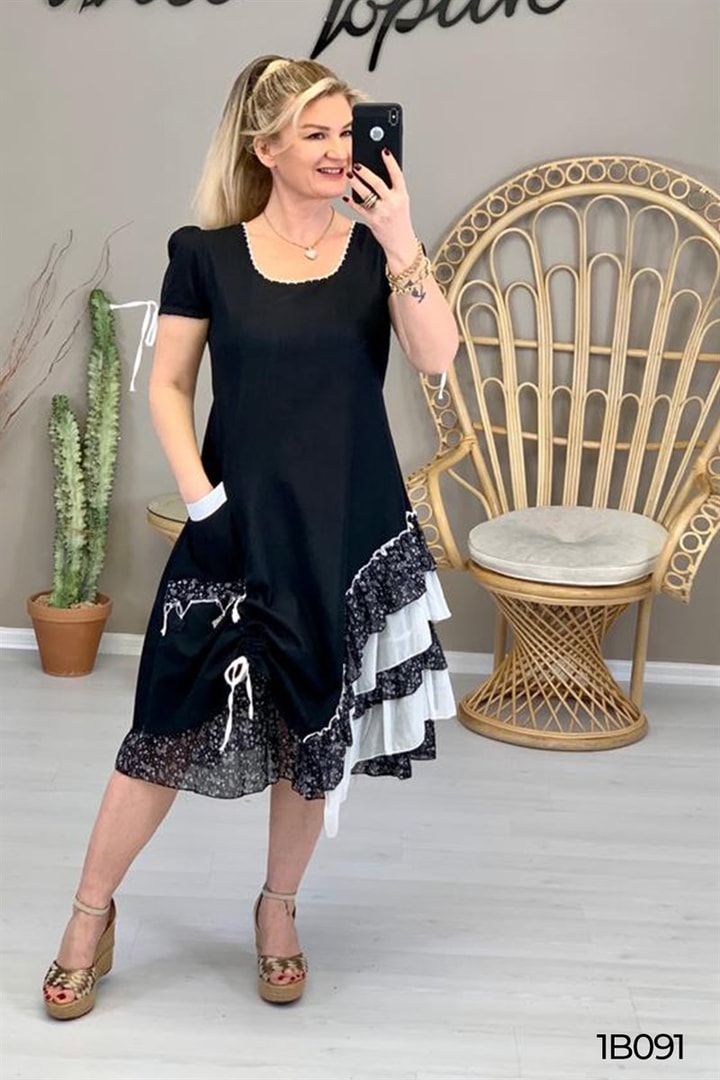 Fırfırlı Oya İşli Otantik Etnik Elbise