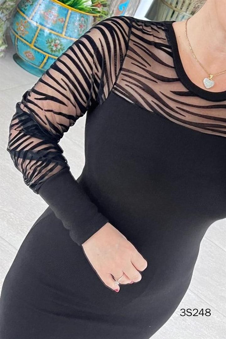 Flok Baskılı Triko Elbise
