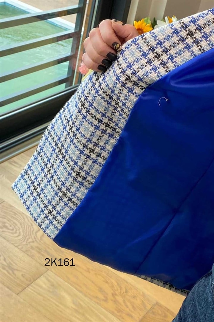 Flotalı Uzun Yaka Blazer Ceket