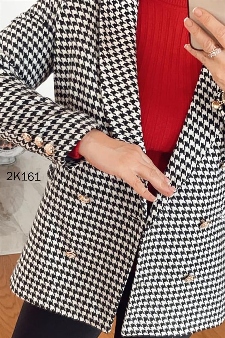 Flotalı Uzun Yaka Blazer Ceket