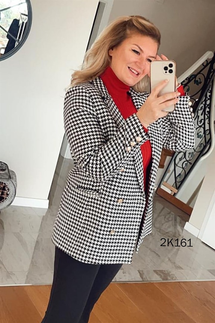 Flotalı Uzun Yaka Blazer Ceket