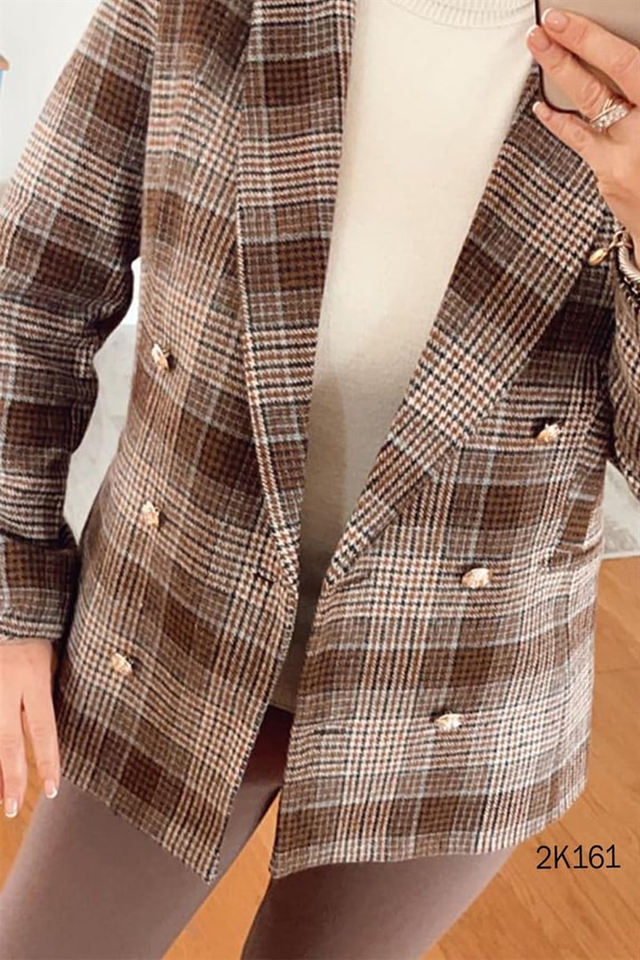 Flotalı Uzun Yaka Blazer Ceket