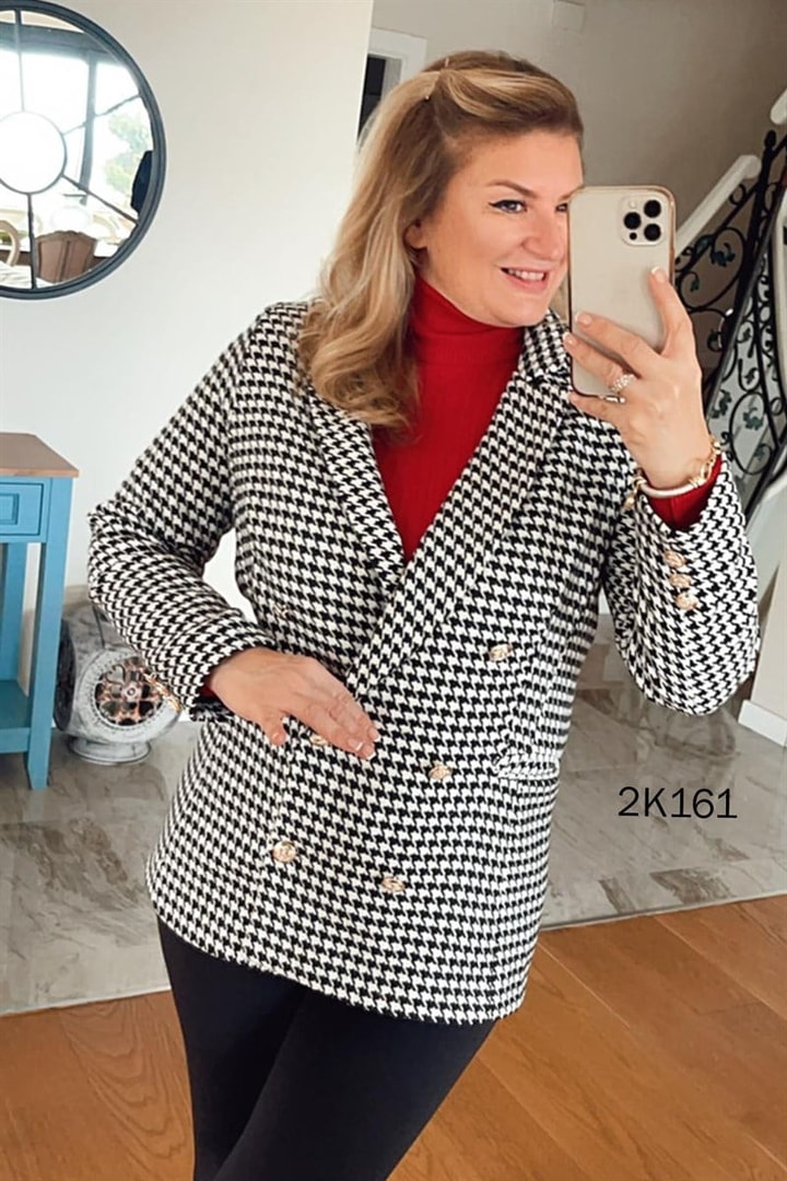 Flotalı Uzun Yaka Blazer Ceket
