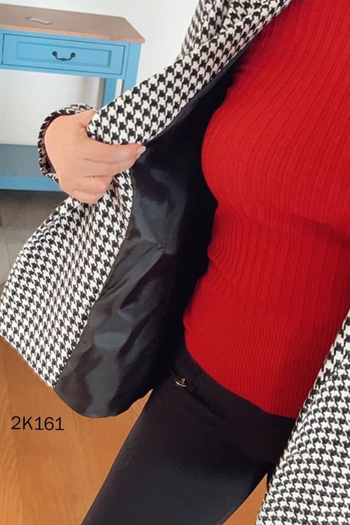 Flotalı Uzun Yaka Blazer Ceket