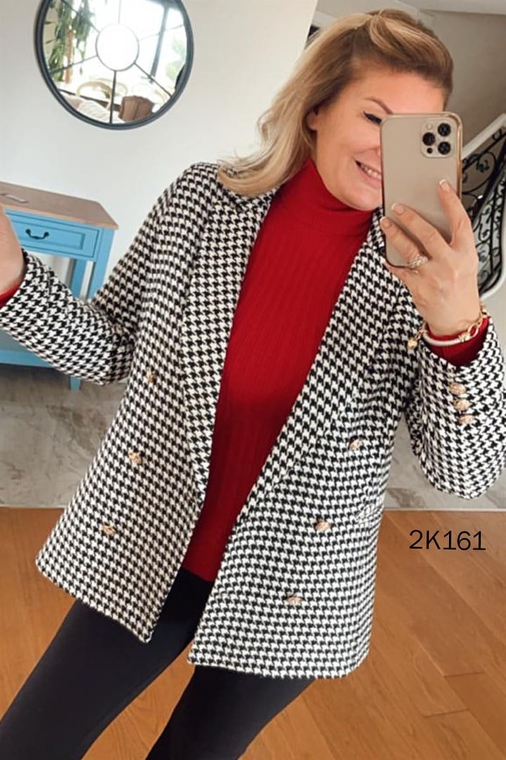 Flotalı Uzun Yaka Blazer Ceket