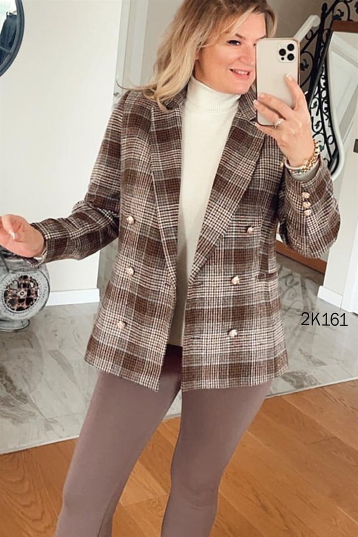 Flotalı Uzun Yaka Blazer Ceket