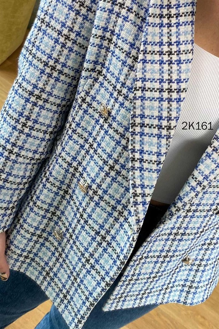 Flotalı Uzun Yaka Blazer Ceket