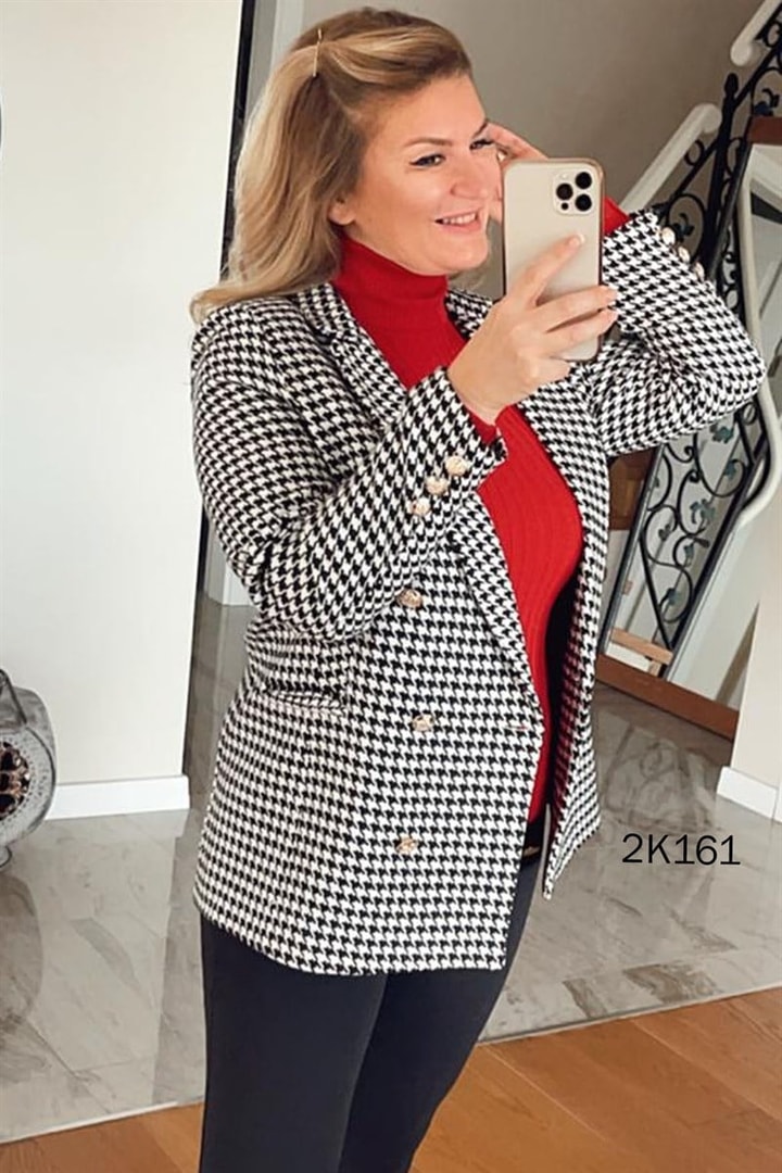 Flotalı Uzun Yaka Blazer Ceket