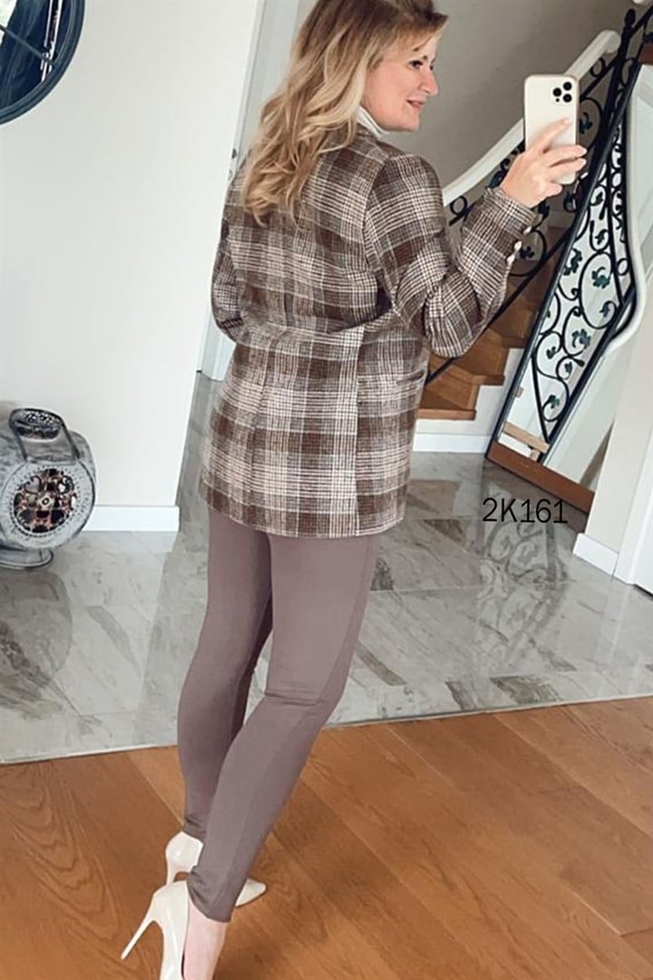 Flotalı Uzun Yaka Blazer Ceket