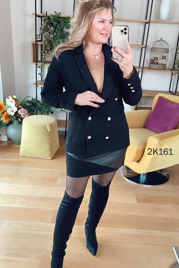 Flotalı Uzun Yaka Blazer Ceket