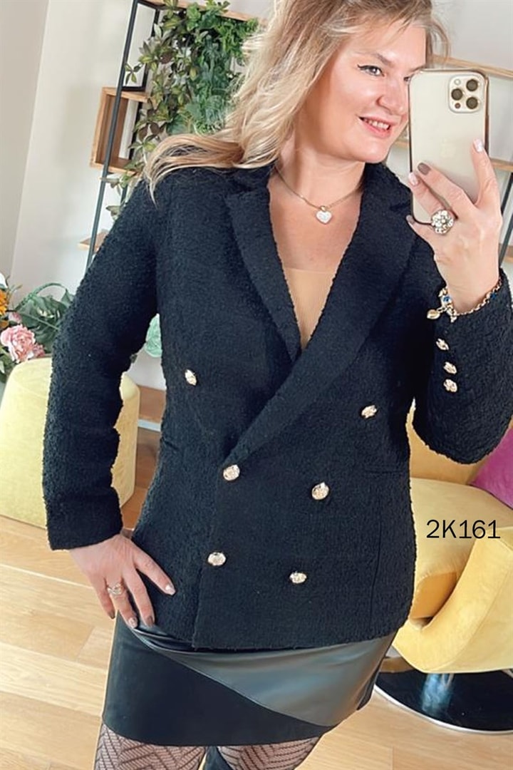 Flotalı Uzun Yaka Blazer Ceket
