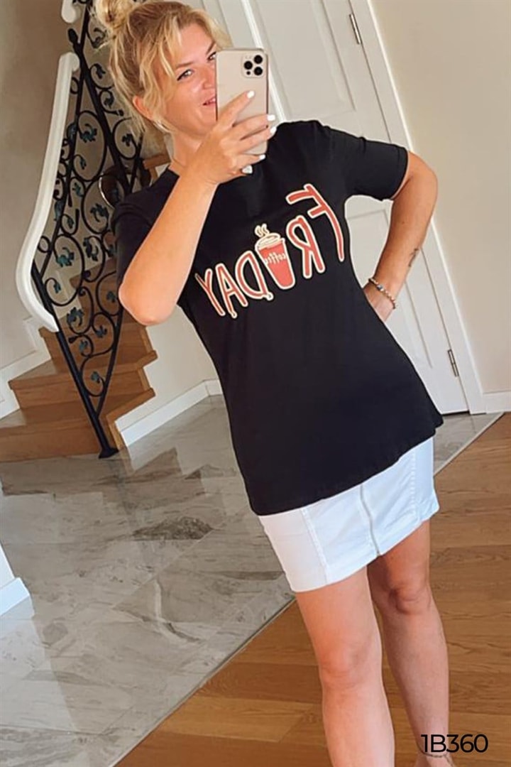 Friday Baskılı Bambu Tshirt