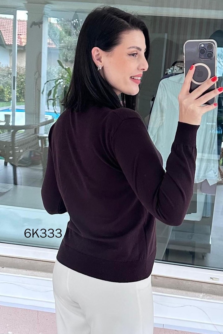 Fularlı Uzun Kol Triko Bluz
