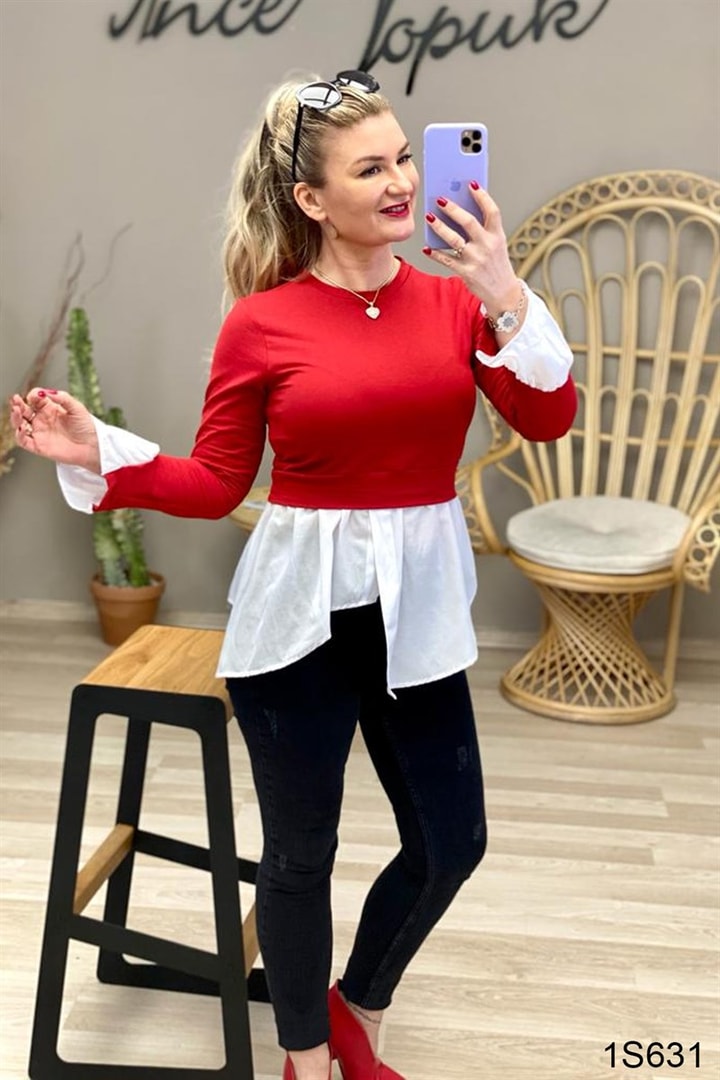 Gömlekli Sweat Bluz