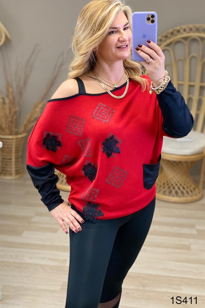 Gül  Baskılı Bluz