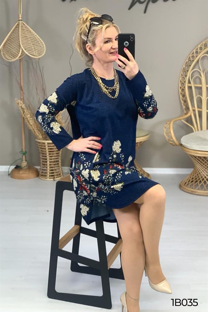 Gül Desenli Tunik Elbise