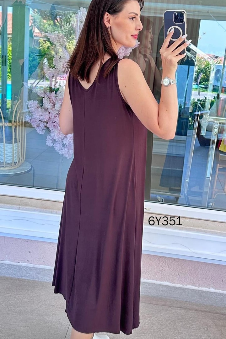 Halka Detaylı Likralı Viskon Penye Elbise
