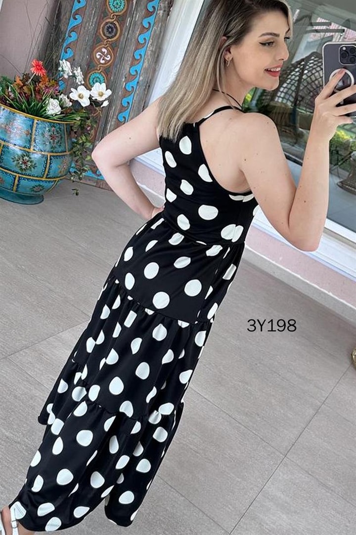 Halter Yaka Krep Elbise