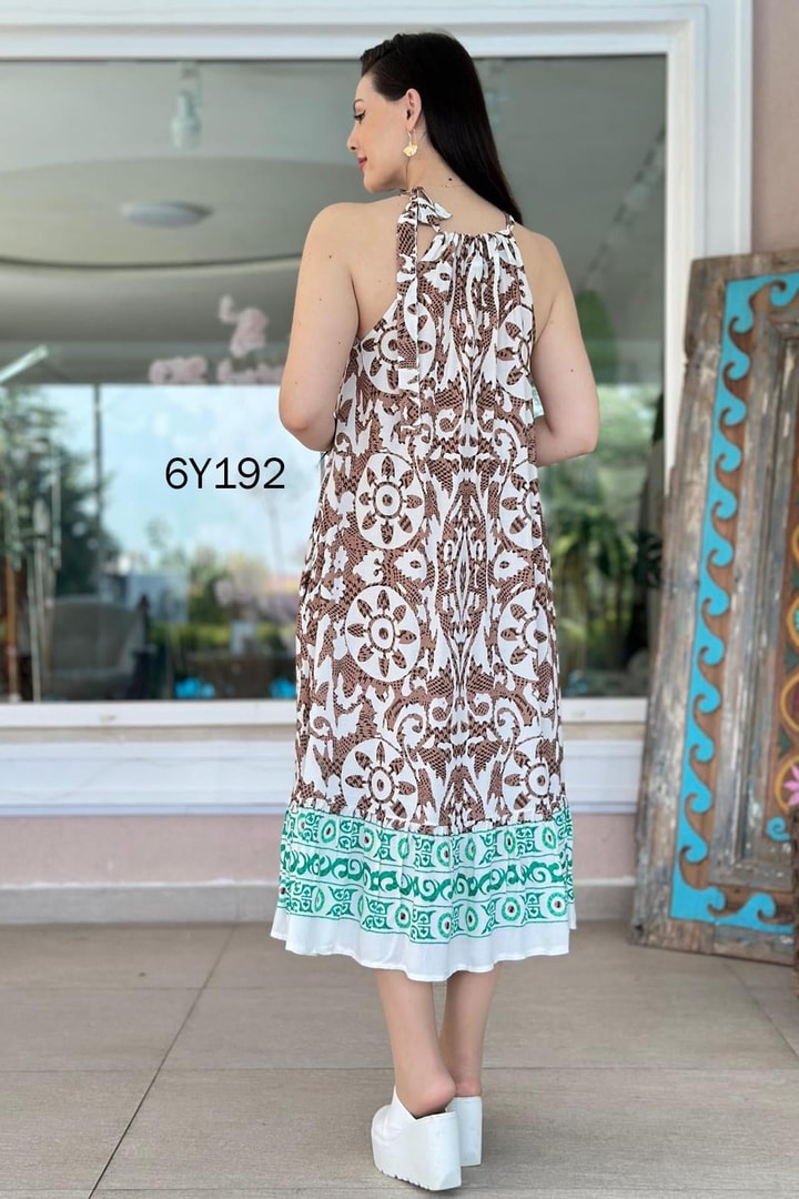 Halter Yaka Viskon Elbise