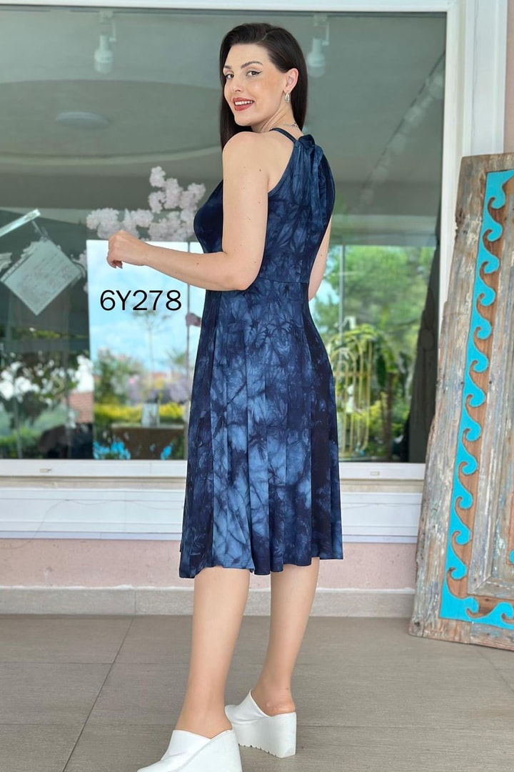 Halter Yaka Viskon Elbise
