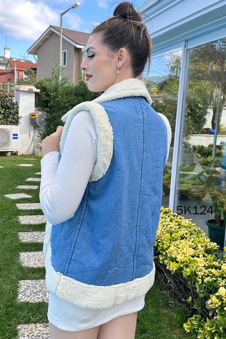 İçi Kürklü Kot Yelek
