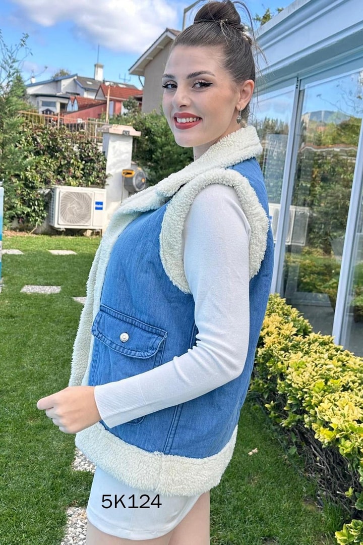 İçi Kürklü Kot Yelek