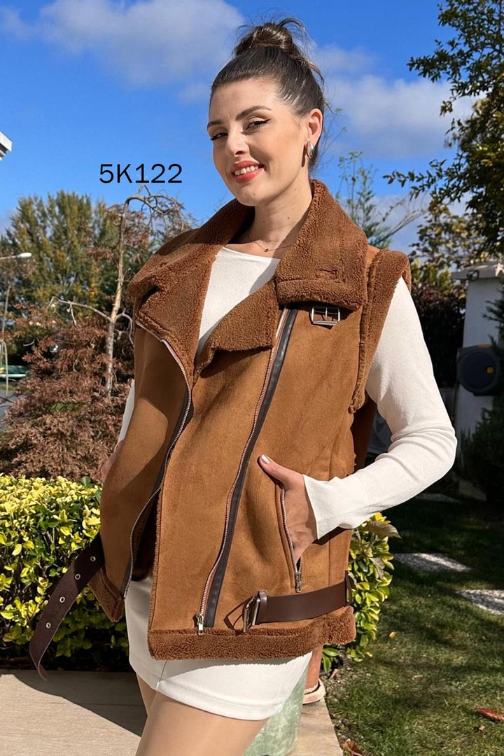İçi Kürklü Nubuk Yelek