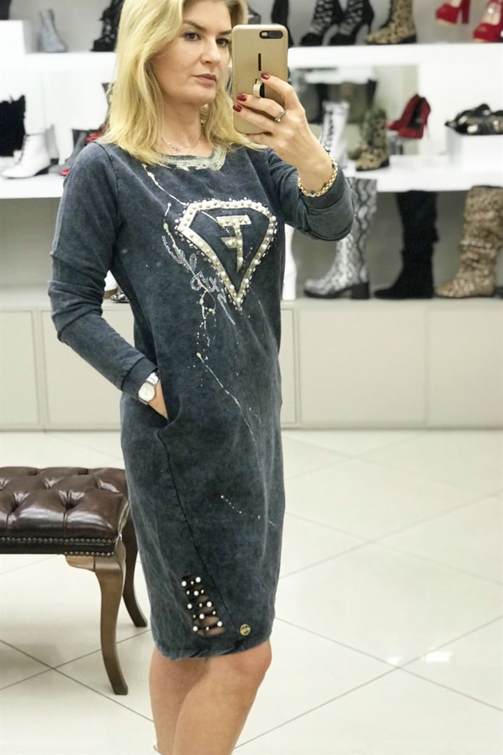 İnci Taşlı Elbise