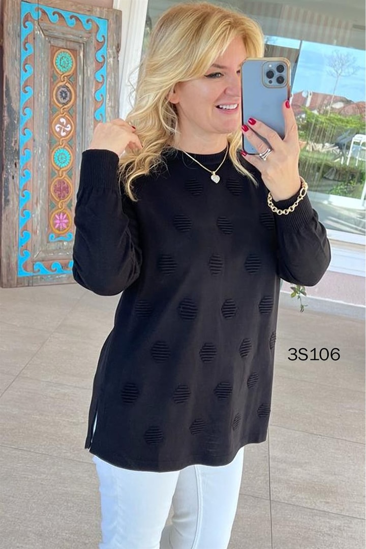 Kabartmalı Triko Bluz