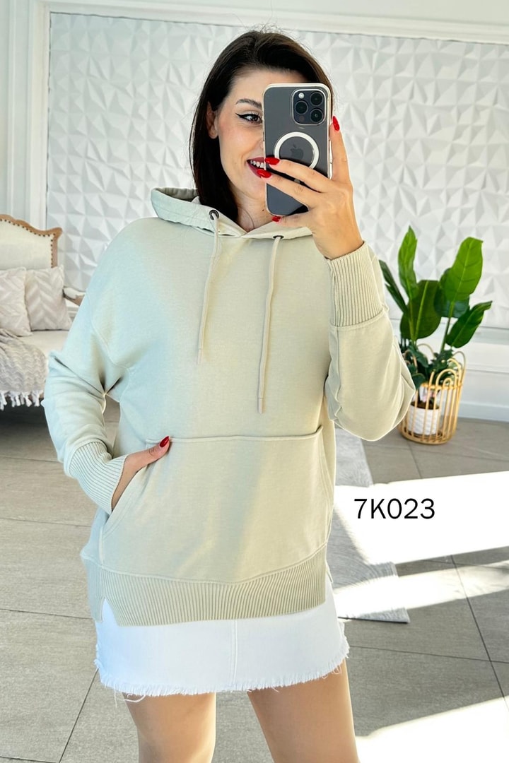 Kanguru Cepli Kapşonlu 2 İplik Sweatshirt
