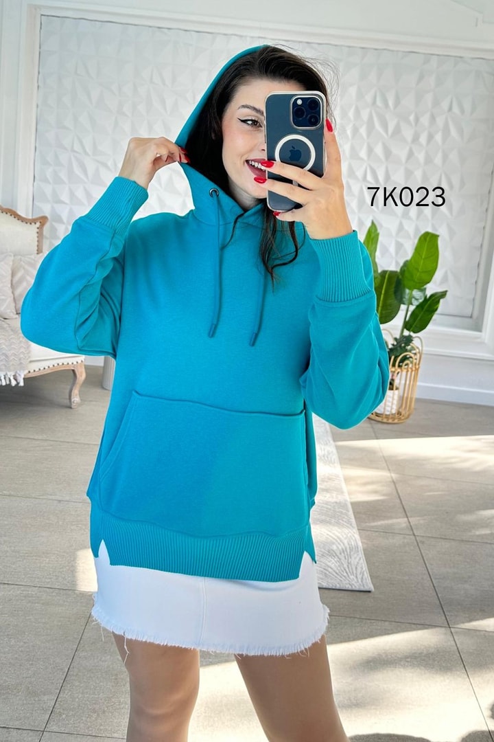 Kanguru Cepli Kapşonlu 2 İplik Sweatshirt