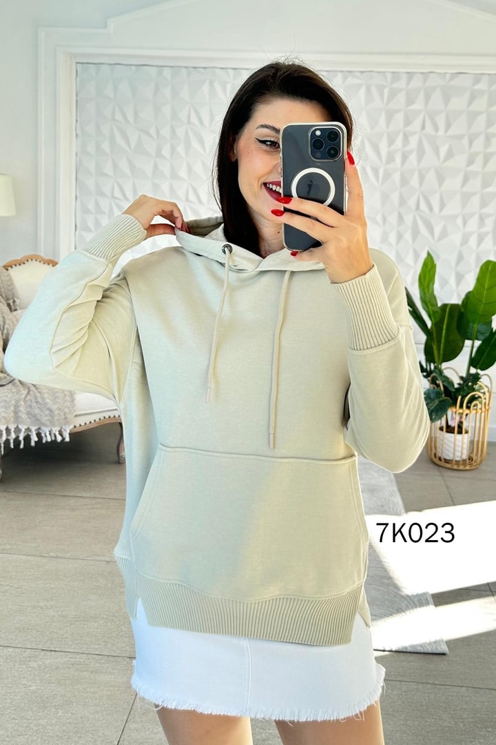 Kanguru Cepli Kapşonlu 2 İplik Sweatshirt
