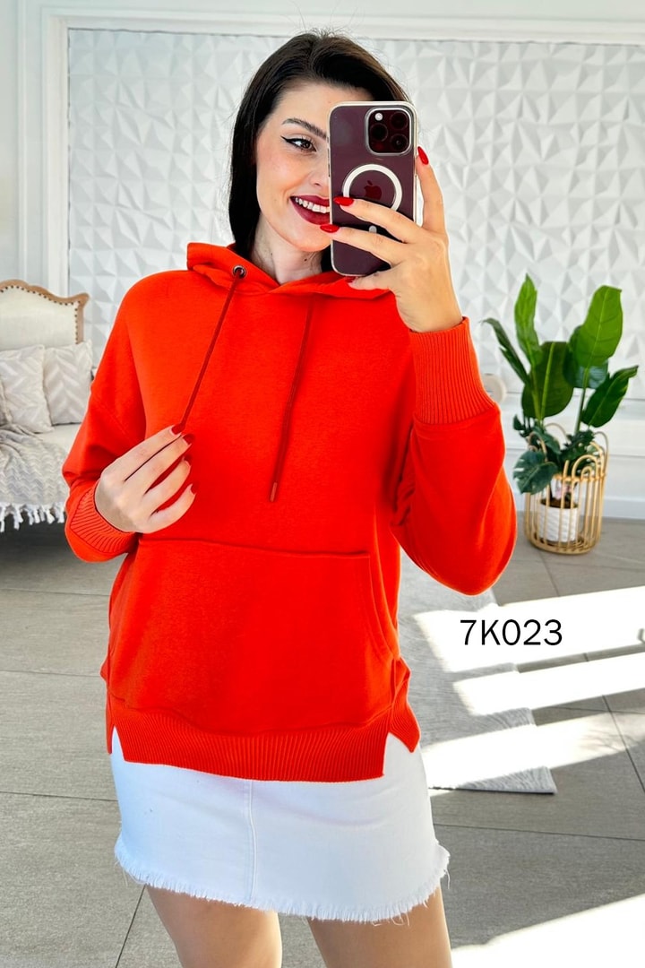 Kanguru Cepli Kapşonlu 2 İplik Sweatshirt