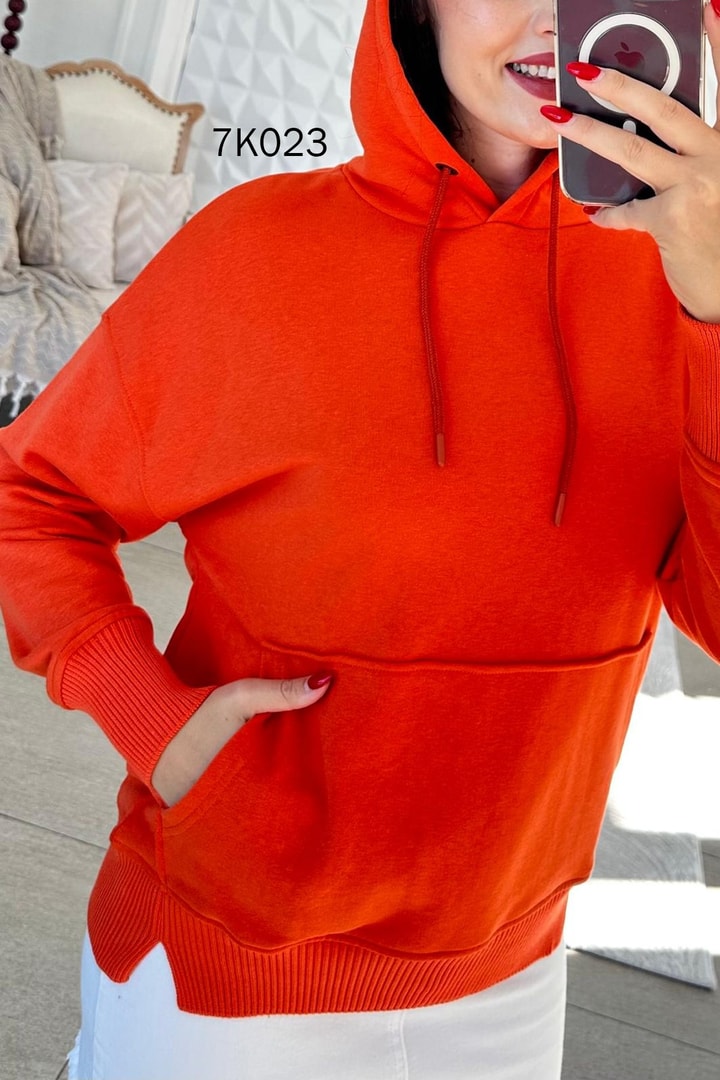 Kanguru Cepli Kapşonlu 2 İplik Sweatshirt