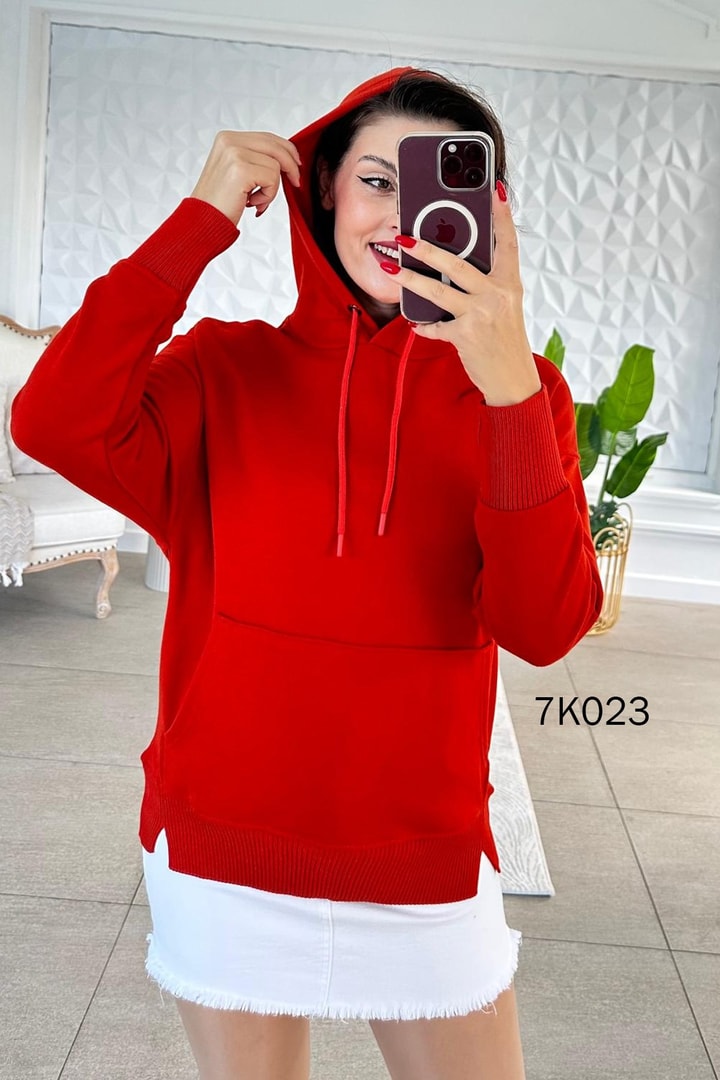 Kanguru Cepli Kapşonlu 2 İplik Sweatshirt
