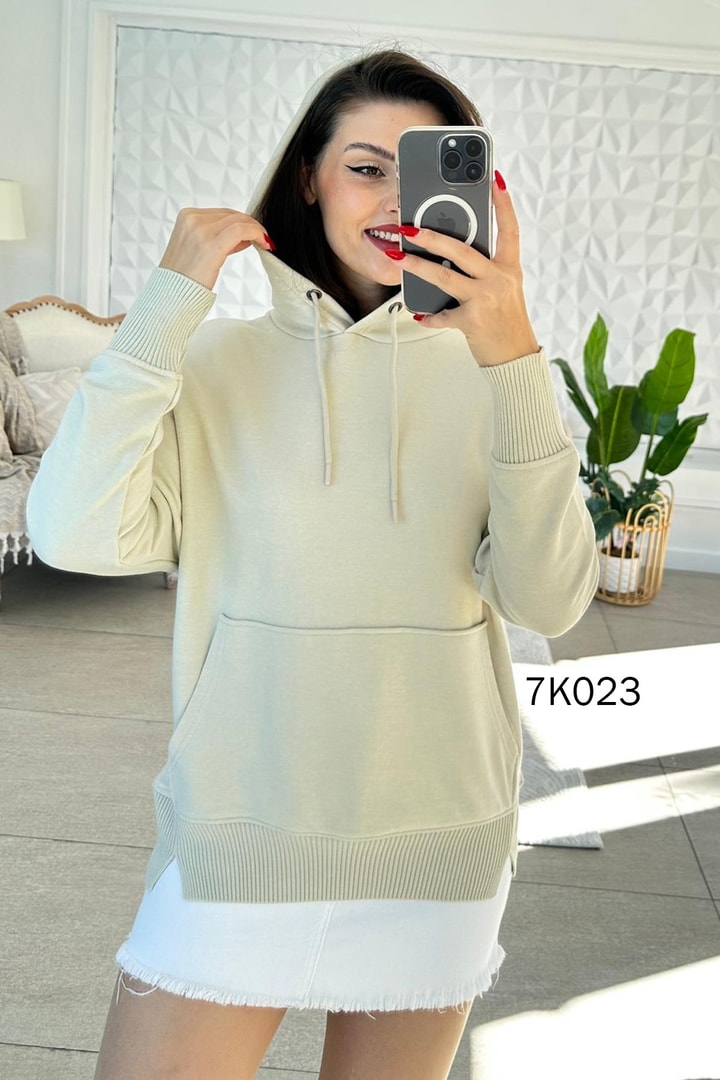 Kanguru Cepli Kapşonlu 2 İplik Sweatshirt