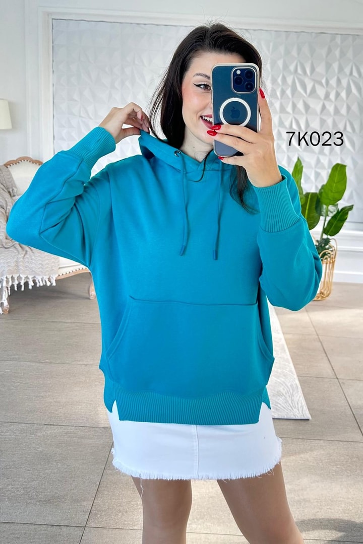 Kanguru Cepli Kapşonlu 2 İplik Sweatshirt